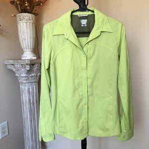 Columbia S lime green Titanium hiking shirt roll tab sleeve